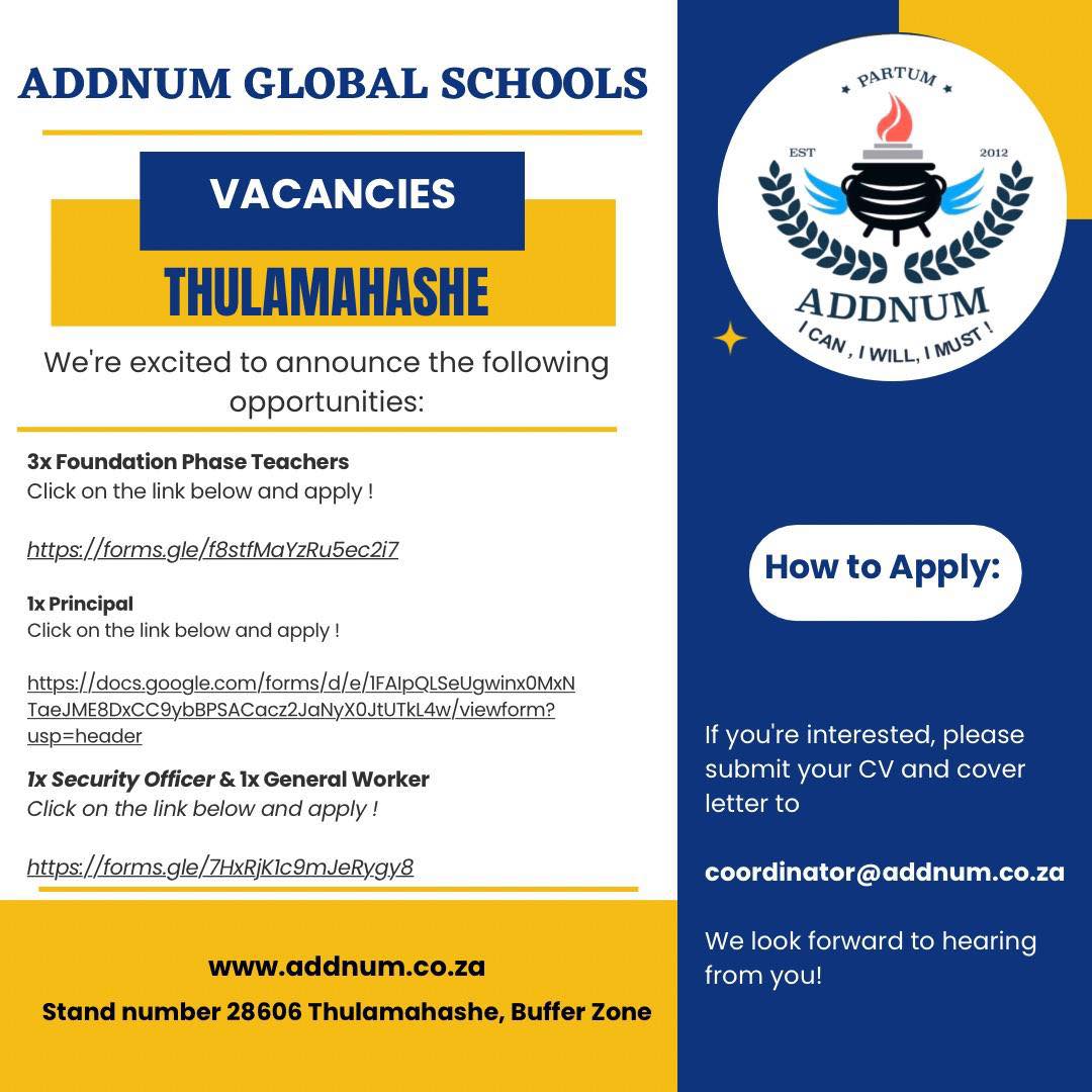Vacancies Available in Thulamahashe. Click on the links to find out more information. 📌